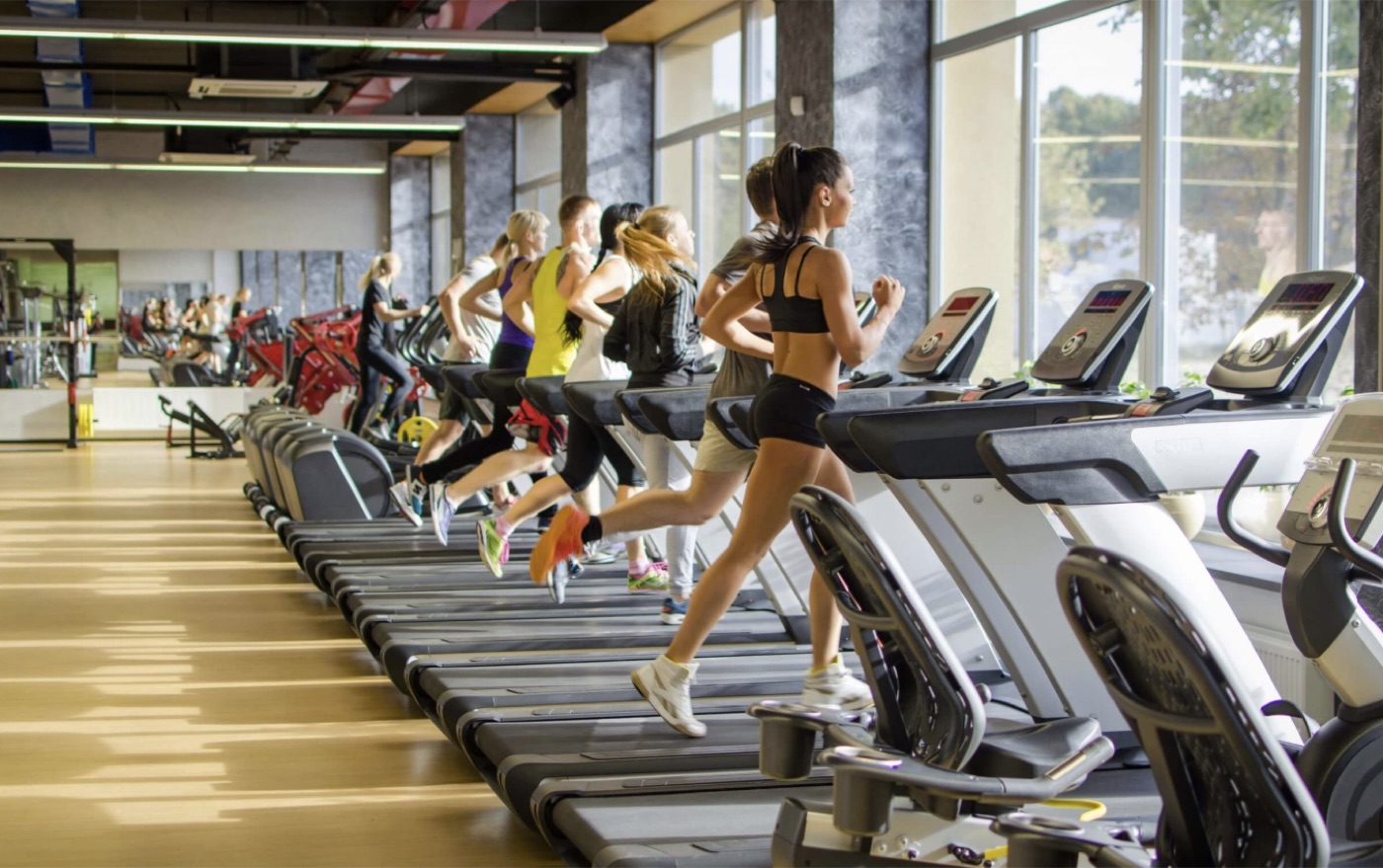 Personas entrenando cardio en el gimnasio Vértice Fitness de Santiago